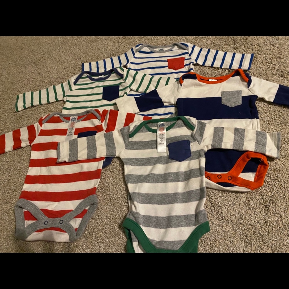 Mini Boden baby boy bodysuits 0-3 months.